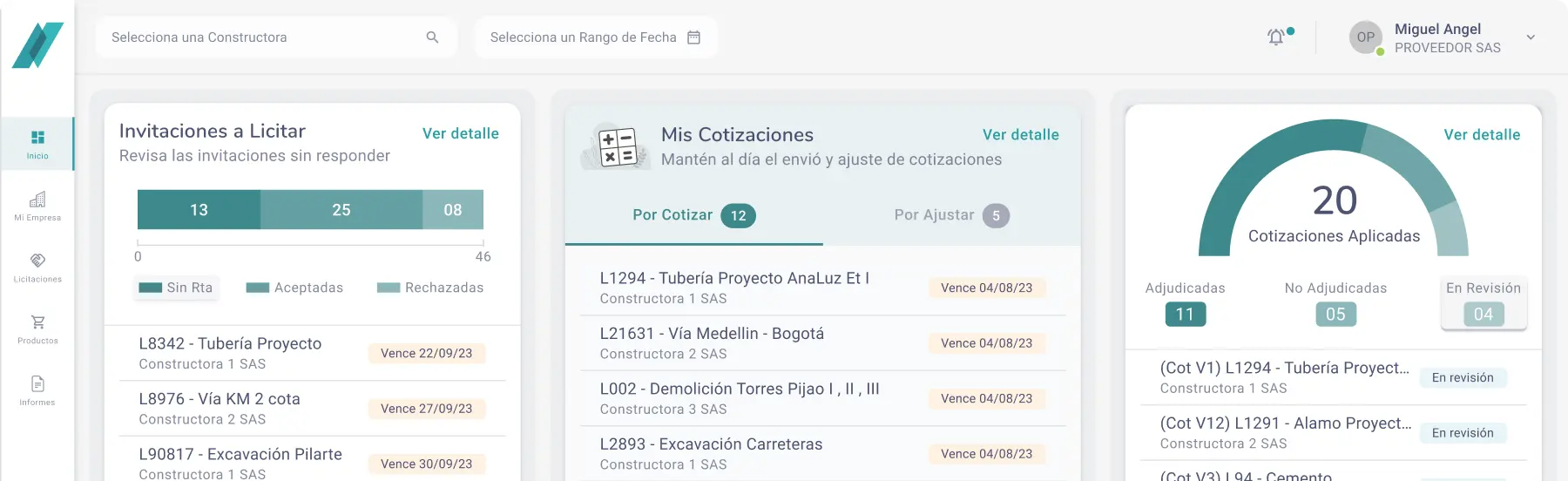 Dashboard - Adproveedor